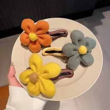 Заколка для волос «Плетеный цветок в виде плюшевой акулы»: Аксессуар для волос Бант на осень/зиму F966 оранжевый