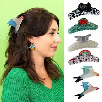 Заколка для волос «Птица-кошка» из ацетата, ацетатная заколка «Акула», креативный коготь для волос животных, ежедневно blue bird