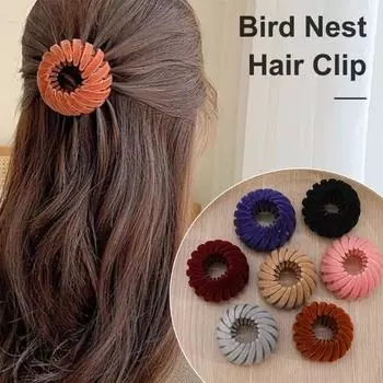 Заколка для волос «Птичье гнездо», расширяемая, держатель для хвоста, ленивая пластина-гнездо, заколка для волос, создающая пучок, тонкая, густая, изящная, вьющаяся заколка для волос, женские аксессуары для волос