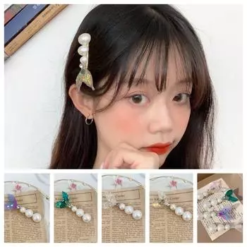 Заколка для волос «рыбий хвост русалки» со стразами, заколка для волос «рыбий хвост океанской рыбы» с жемчугом, модная укладка волос прозрачный