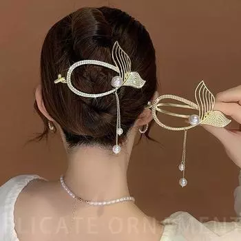 Заколка для волос «рыбий хвост», щипцы для завивки волос, ложка для завивки волос на спине, щипцы для завивки волос, божественный инструмент, сверкающая заколка для волос со стразами gold