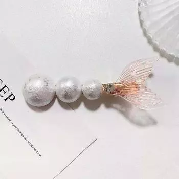Заколка для волос «рыбий хвост» в виде утконоса, блестящая заколка для волос в виде рыбьего хвоста с жемчугом, модная укладка волос прозрачный