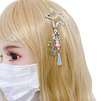 Заколка для волос с бабочкой и бахромой для девочек, заколка для волос Y2K из сплава со звездами, заколка в виде утконоса, заколки для волос для женщин, боковая челка