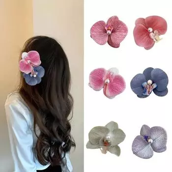 Заколка для волос с бабочкой и цветами орхидеи Украшение для волос Розовая заколка для волос Заколки для волос Боковые заколки Головной убор Заколки в стиле бохо Аксессуары для волос