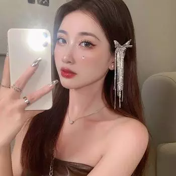 Заколка для волос с бахромой и бабочкой, заколка для волос для девочек, серебряные металлические заколки для волос, аксессуары для волос невесты