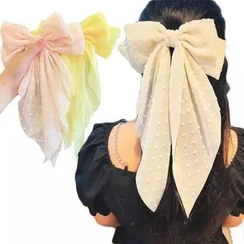 Заколка для волос с бантиком из шифоновой ткани, заколка для волос в стиле ретро, весенняя заколка, аксессуары для волос