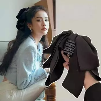 Заколка для волос с бантом большого размера, зажим для женщин, заколки с высоким хвостом, головные уборы, аксессуары для волос для девочек и женщин чёрный