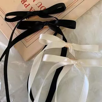 Заколка для волос с бантом из ленты в корейском стиле, длинная заколка с кисточками, милый головной убор