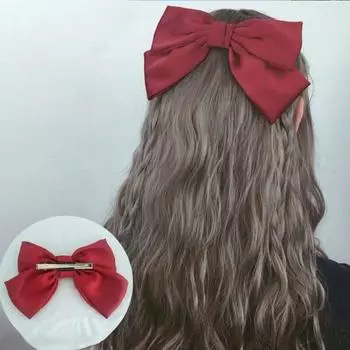Заколка для волос с бантом, красивый защелкивающийся дизайн, устойчивая к пятнам заколка для волос в стиле принцессы, аксессуар для волос вино красного