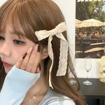 Заколка для волос с бантом в стиле Лолиты, тканевая заколка для волос для девочек, заколка для волос с милым кружевным бантом, летняя