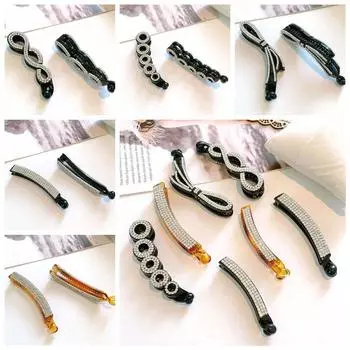 Заколка для волос с бантом, заколка для волос в корейском стиле, вертикальная заколка, элегантная заколка-банан со стразами для женщин E