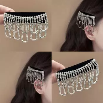 Заколка для волос с бриллиантовой кисточкой: Роскошный аксессуар для волос класса люкс Single чёрный