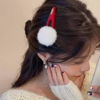 Заколка для волос с буквой Velvet Hairball Side Clip Creative Plush Hair Clip Children C
