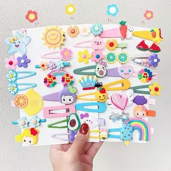 Заколка для волос с челкой, боковая заколка с животными, фруктами, зажим Bb, корейские аксессуары для волос для маленьких девочек, детский набор милых заколок для волос с героями мультфильмов жёлтый