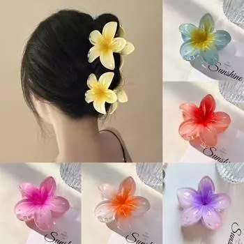 Заколка для волос с цветком Гавайев для девочек, красочные заколки для волос в форме яйца в форме цветка, когти для волос, акриловые заколки для хвоста, аксессуары для волос для свадебной вечеринки жёлтый