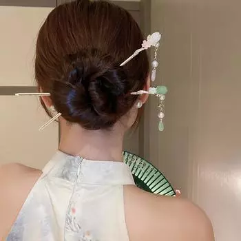 Заколка для волос с цветком, тиара, женские украшения для волос, элегантный ретро-стиль в китайском стиле, аксессуары Hanfu, свадебный подарок розовый
