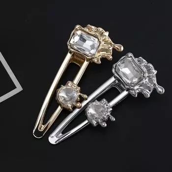 Заколка для волос с цветными стразами для девочек, заколка-уточка в корейском стиле, женская заколка для волос silver-D