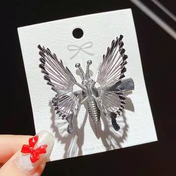 Заколка для волос с движущейся бабочкой и кисточкой для девочек в стиле ретро, милая фея, заколка для волос сбоку 12cm серебряный