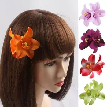 Заколка для волос с имитацией цветка, заколка для волос в богемном стиле, женская летняя пляжная заколка для волос, аксессуары для вечеринок, свадеб, свиданий фиолетовый