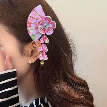 Заколка для волос с кисточками, цветочные украшения, яркие цвета, легкий материал, универсальный аксессуар для волос фиолетовый