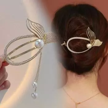 Заколка для волос с кисточками и стразами, искусственный жемчуг, сказочный рыбий хвост, цветок, дизайн бабочки, элегантная заколка для волос, женские аксессуары для волос G