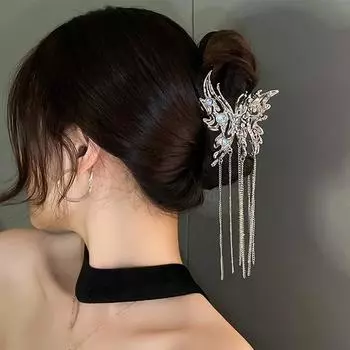 Заколка для волос с кисточкой и бабочкой, винтажная женская изысканная металлическая заколка в виде бабочки с изображением пришельца, модные аксессуары для волос для девочек