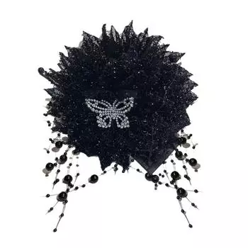 Заколка для волос с кисточкой в виде пера пиона, кисточка в виде цветка и бабочки, уникальный аксессуар, женская мода Y3H6 Black-11cm