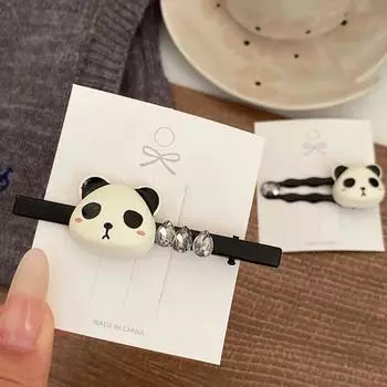 Заколка для волос с милой пандой, изысканные заколки со стразами, заколки, зажимы для волос, головные уборы для женщин и девочек, модные аксессуары для волос