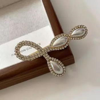 Заколка для волос с перламутровым цирконием и глазом, индивидуальный дизайн с завитками, боковая заколка, простая и элегантная, усовершенствованная заколка для челки