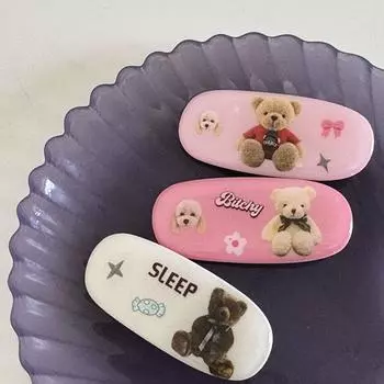 Заколка для волос с принтом медведя, геометрия, милая заколка для волос в стиле ретро для девочек Style 5