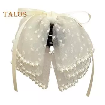 Заколка для волос с прочным креплением, в форме банта, декоративная заколка для волос с искусственным жемчугом, зажим для волос в виде акулы F