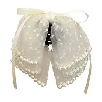 Заколка для волос с прочным креплением, в форме банта, декоративная заколка для волос с искусственным жемчугом