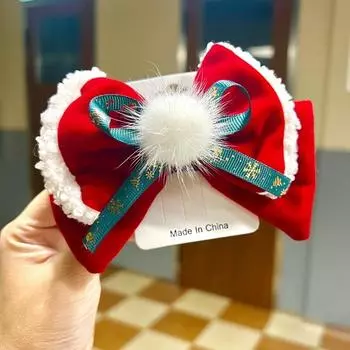 Заколка для волос с рождественским бантом для девочек, милая заколка-бабочка для девочек, заколка в стиле Лолиты, очаровательные аксессуары для головных уборов one size