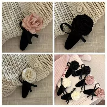 Заколка для волос с розовой камелией, милые заколки, элегантная заколка для волос с цветком, повседневная жизнь