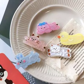 Заколка для волос с уксусной кислотой в виде животных, заколка для волос из аллигатора, креативная заколка для волос из ацетата мультфильмов, детская заколка белый