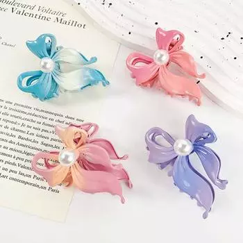 Заколка для волос с жемчугом и металлическим бантом, головной убор, заколка для волос с бантом, креативная металлическая заколка для волос с бантом, отпуск фиолетовый