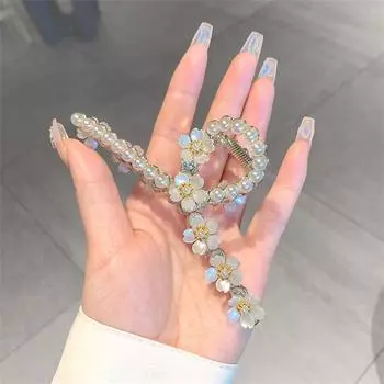 Заколка для волос с жемчужным цветком, зажим для волос, женский зажим для волос, элегантный большой зажим для волос в форме акулы, краба, женские аксессуары для девочек