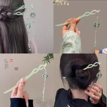 Заколка для волос Serene Qingshan Tassel – элегантный ретро-аксессуар для волос в стиле дворца Ханьфу