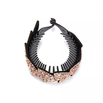 Заколка для волос со стразами для женщин, птичье гнездо, заколка-краб, листья, цветочный пучок, головной убор розовый/шампанского