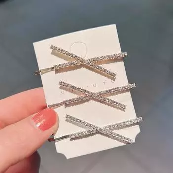 Заколка для волос со стразами в форме буквы X, полная бриллиантов, супер сверкающая, индивидуальная, для девочек, заколка-крест, прямой головной убор