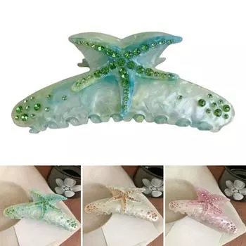 Заколка для волос со стразами, зажим-краб для девочек, зажим-краб, нескользящий держатель для хвоста, женское украшение для волос светло-серый