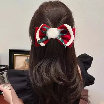 Заколка для волос со звездой и бантом, симпатичная плюшевая заколка-шар, модный рождественский обруч для волос для девочек Style 4