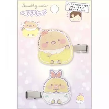 Заколка для волос San-X Sumikko Gurashi Тонкацу и жареный хвост креветки FE37505