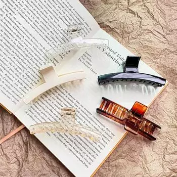 Заколка для волос Сверхлегкий пластиковый зажим для волос с сильными зубцами, сплошной цвет, высокая прочность, гладкий край, пластиковый зажим для волос чёрный