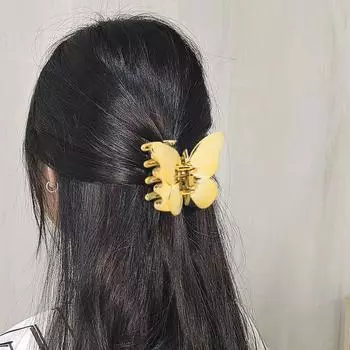 Заколка для волос в форме бабочки, противоскользящая, с зубцами, женская, с крепким захватом, однотонная, задняя головка серебряный