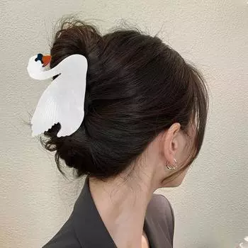 Заколка для волос в форме лебедя Набор заколок-крабов для волос из ацетата, женские заколки в форме противоскользящих аксессуаров для волос, ацетатный аксессуар белый
