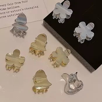 Заколка для волос в форме сердца в корейском стиле для детей, металлическая заколка для волос, женские аксессуары для волос, маленькая боковая заколка gold-Flower