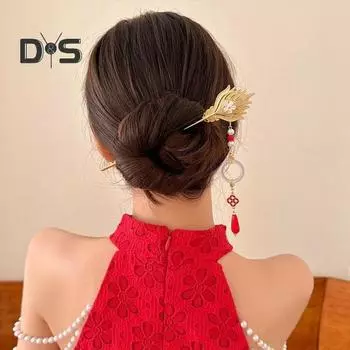 Заколка для волос в китайском стиле Дракон и Феникс с кисточками для женщин и девочек, длинные заколки для волос, украшение, китайский древний костюм ханьфу для волос A