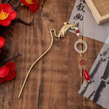 Заколка для волос в китайском стиле Дракон и Феникс с кисточками для женщин и девочек, длинные заколки для волос, украшение, китайский древний костюм ханьфу, аксессуары для волос