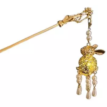 Заколка для волос в китайском стиле, женская, креативная, с кисточкой в виде лотоса и фонарика, ретро, металлические аксессуары для волос, аксессуары для волос для ханфу